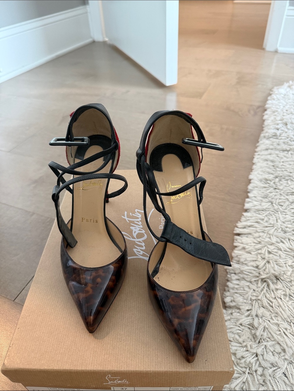 Christian Louboutin Women's Brown Tortoiseshell Pointed-Toe Heels